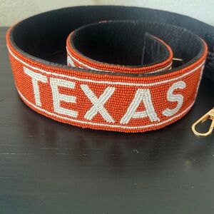 University of Texas Beaded Orange & White purse Strap with Gold Hardware